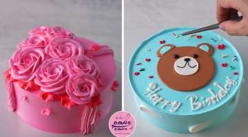 Special Pink Birthday Cake Decoration | Simple Bear Cake Decoration