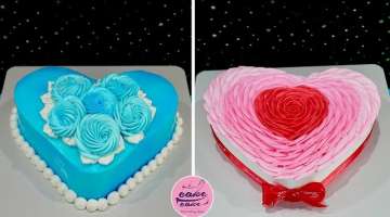 Top 2 Blue Rose Heart Cake and Deep Rose Heart Cake Decorating Ideas