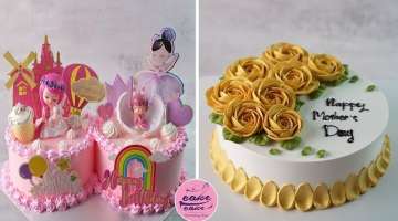 Fancy Birthday Cake Decoration For Twin Girls | Beautiful Yellow Rose Cake