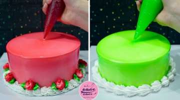 Top 2 Colorful Flower Birthday Cakes | Red and Light Green Cake Decorating Tutorials