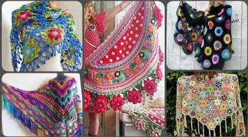 Top trendy summer hånd made crochet Boho maxican poncho/ shawl/scarf designs