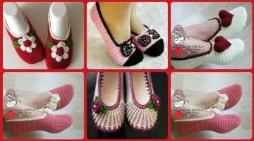 Top Stylish Latest Collection Of Crocheted Round Toe Hand Made Shoes Foot Warmer Winter Footwear