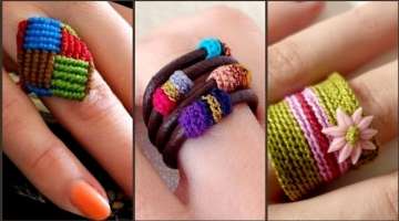 Gorgeous stylish simple hand made crochet & leather casual friendship Rings dedigns for girls