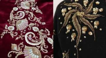highly demanding gorgeous fancy hand embroidery pattern and designs for dresses|Zari embroidery