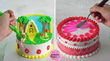 Little Fairy's House Cake Decorations and Rose Flowers Cake Tutorials | Part 444