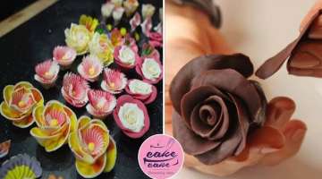 How To Make Chocolate Flowers For The Cake | Chocolate Flowers Vol #4