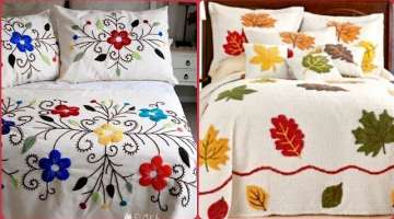 Simple handmade multi embroidery bedspread bedsheets designs