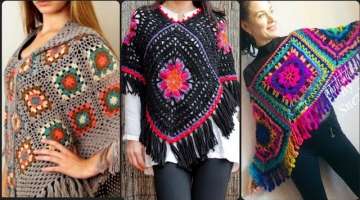 Latest stylish hand made crochet cape shirts & shawls designs