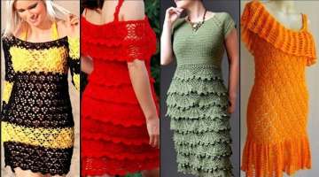 Top summer fashion handmade crochet ruffle body cone midi dress for women