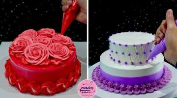 Purple Rose Double Layer Wedding Anniversary Cake Decorating Tutorials