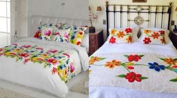 classy and stylish hand embroidered beautiful bed sheets and bedspreads collection 2021