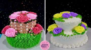 Amazing Two Layer Flower Basket Cake Decorating Ideas