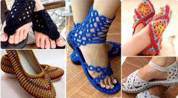 Top trendy simple crochet handmade comfy shoes designs for girls