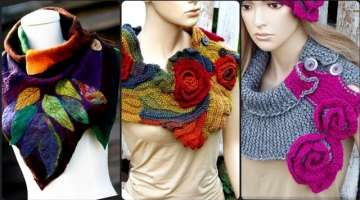 Top trending stylish handmade crochet scarf & poncho designs for girls