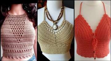 New latest Summer crochet Short top & blouses designs for stylish girls