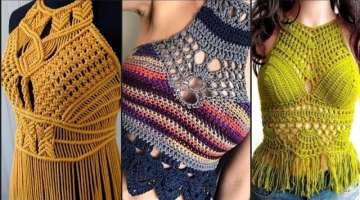 Top fashion crochet brallette/top pattern hånd made crochet bralette sun shine designs for girls