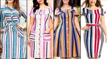Most running fashion strip linning body cone midi dress designs Summer collection
