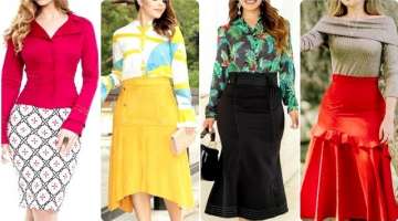 Ethnic designer wear slim fit smart look 2pec skirts & blouse's designs for women