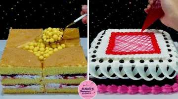 Beautiful Purple Rose Square Birthday Cake Decorating Ideas
