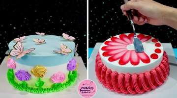 Flower Garden and Floating Butterfly Birthday Cake Decorating Tutorials