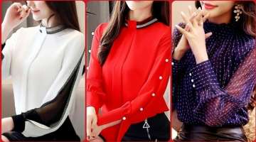 elegance and stylish business office women full sleeves blouses designs