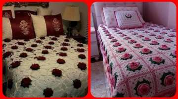 Easy AND BEAUTIFUL Hand CROCHET Floral Designs Pattern For Bed Sheets Pillow Cushions