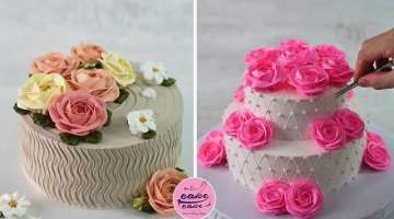 Rose Flower 2-Tier Cake Decorating For Special Anniversary | Part 429