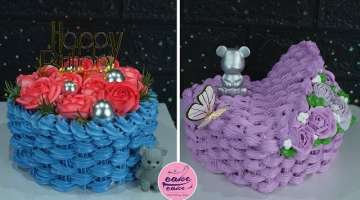 Knitting Techniques For Birthday Cake Decoration Purple Flower Basket