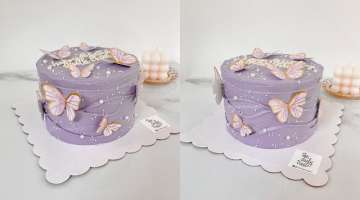 Purple butterfly cake | Wavy texture on sides