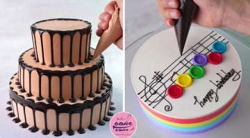 The Most Beautiful Three-tiered Birthday Cake Decoration and Simple Music Birthday Cake