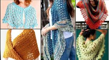 spring summer fsshion hånd made crochet fancy cotton yarn poncho & shawl shrug designs