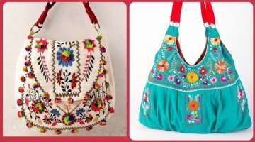 Beautiful hand embroidery design for Handbags | Latest Home Made Shoulder Bag design's ideas 2020