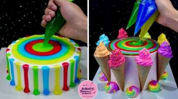 Colorful Birthday Cake Decorating With Ice Cream Cups