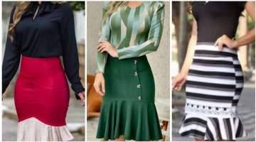 Most fabulous highly demanding high waist fit & flare meirmaid skirts & blouses 2pec women outfit...
