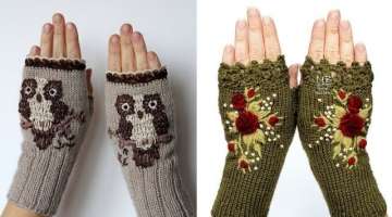 very easy and beautiful hand crochet fingerless gloves for women and girls
