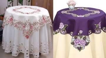 Stunning Collection Of Cutwork Embroidered Two Layers Table Covers For Round Table