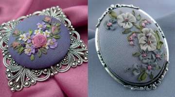 beautiful Ribbon embroidered necklace design |Ribbon embroidery small patterns for jewellery