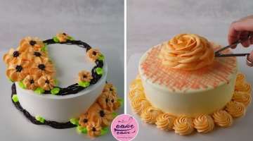 Fancy Golden Flower Cake Design and Fresh Yellow Rose Cake